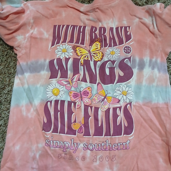 Simply Southern Kids Long Sleeve Tee - Pink and White - Picture 2 of 2